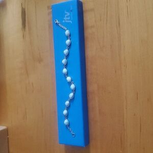 925 Sterling Silver and Natural Blue Larimar Gemstone Bracelet